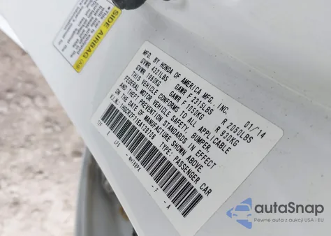 2014 Honda Accord Ex from USA, damaged, VIN 1HGCR2F71EA139706